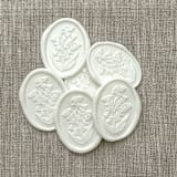 "Lily of the valley oval wax seal stickers in white | Set of 10" - Wax Seals in white by Maria Ferrer G.