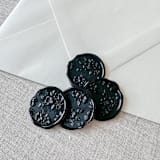 "Black floral pattern 3D wax seal stickers | Set of 10" - Wax Seals in black by Maria Ferrer G.