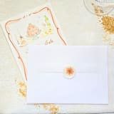 "Queen Anne's Lace- Orange Dried and Pressed Florals on Vellum- Customizable Shape- Set of 25 Wax Seals" - Wax Seals in multicolor by Inkspiringletters