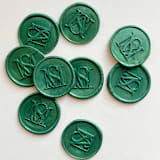 "Custom Wax Seal Stickers with Intertwined Monogram for Envelopes & Vellum Jackets, Handmade | Set of 10" - Wax Seals in green by Self Stationery
