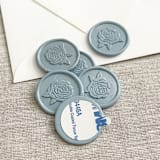 "Rose self-adhesive wax seal in dusty blue | Set of 10" - Wax Seals in blue by Maria Ferrer G.