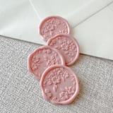 "Dusty Rose floral pattern 3D wax seal stickers | Set of 10" - Wax Seals in pink by Maria Ferrer G.