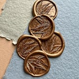 "Shady Palm Leaves in Antique Gold Pack of 10" - Wax Seals in gold by Eva Tadros