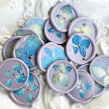 "Blue Hydrangea Wax Seal in Lilac | Pack of 10" - Wax Seals in blue by Caitlin Home