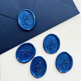"Personalized Oval Wax Seal Stickers | Custom Intertwined Monogram | Set of 10" - Wax Seals in blue by Self Stationery