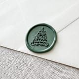 "Olive Green "Merry Christmas" Tree Calligraphy wax seal sticker | Set of 10" - Wax Seals in green by Maria Ferrer G.