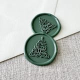 "Olive Green "Merry Christmas" Tree Calligraphy wax seal sticker | Set of 10" - Wax Seals in green by Maria Ferrer G.