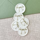 "Green Watercolor Bow wax seal sticker | Set of 10" - Wax Seals in green by Maria Ferrer G.