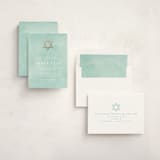 "graceful" - Mitzvah Invitations in Aquamarine by Julia Hall - Assembled