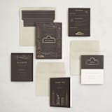 "Gilded NYC" - Mitzvah Invitations in Beetle by Teju Reval - Invitation Suite