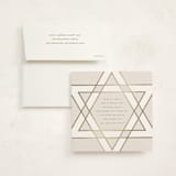 "Square Star of David" - Mitzvah Invitations in Cream by Stacy Maalouf - Invitation with Envelope