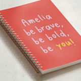 "Be You" - Notebook in Papaya by Maria Alou - Binding Detail