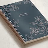 "Sketched Florals" - Notebook in Navy by Vera Lim - Binding Detail