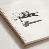 "Disney's Mickey and Minnie on the plane" - Notebook in Ivory by Sumak Studio - Binding Detail