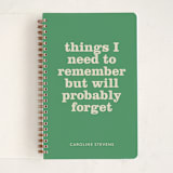 "Things I Forget" - Notebook in Evergreen by Beth Vassalo - Front