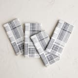 "Sketchy Plaid" - Napkins in Pencil by Katie Wahn - Napkins, Set of 4