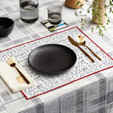 "Sketchy Plaid" - Napkins in Pencil by Katie Wahn - Table Inspiration
