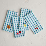 "Sweet Fruit Gingham" - Napkins in Sky by Multiple Artists - Napkins, Set of 4