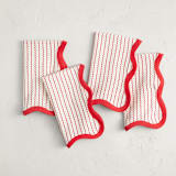 "Painted Ric Rac" - Napkins in Candy Cane by Rochelle Renee - Napkins, Set of 4