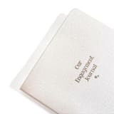 "Our Engagement Journal | Gold Foil on Cream Linen Notebook" - Notebook in beige by Jessica Cunningham