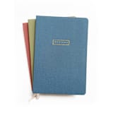 "Linen Recipe Book | Gold Foil on Dusty Blue Linen" - Notebook in blue by Jessica Cunningham