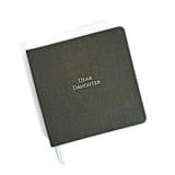 "Dear Daughter Foil Embossed Square Linen Notebook | Gold on Olive" - Notebook in green by Jessica Cunningham