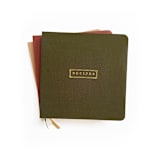 "Linen Recipes Book | Gold Foil on Olive Linen" - Notebook in green by Jessica Cunningham