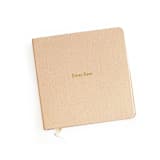 "Custom Text Foil Embossed Square Linen Notebook | Gold Foil on Sand Linen" - Notebook in beige by Jessica Cunningham