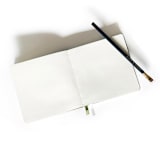 "Custom Text Foil Embossed Square Linen Notebook | Gold Foil on Sand Linen" - Notebook in beige by Jessica Cunningham