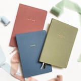 "Custom Text Foil Embossed Linen Notebook | Gold Foil on Sage Green Linen" - Notebook in green by Jessica Cunningham