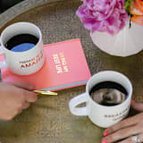 "Living My Best Life  - Bellini Pink Hardcover Journal" - Notebook in pink by Chez Gagné