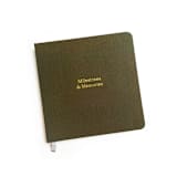 "Custom Text Foil Embossed Square Linen Notebook | Gold Foil on Olive Linen" - Notebook in green by Jessica Cunningham