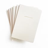 "Custom Text Foil Embossed Linen Notebook | Gold Foil on Cream Linen" - Notebook in beige by Jessica Cunningham