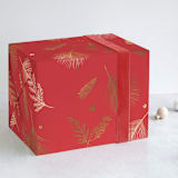 "Floating Greenery" - Wrapping Paper in Red by Jan Shepherd - Front