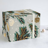"Festive Branches" - Wrapping Paper in Green by Gina Grittner - Front