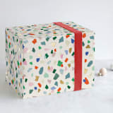 "Torn Paper Terrazzo" - Wrapping Paper in Jelly Bean by Nadia Hassan - Front