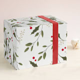 "Holly & Vines" - Wrapping Paper in Crimson by Susan Moyal - Front