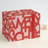 "Merrihaus" - Wrapping Paper in Cherry Red by Jennifer Lew - Front