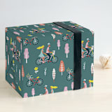 "bicycle couple" - Wrapping Paper in Dark Green by Chi Hey Lee - Front