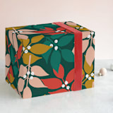 "Mod Leaves" - Wrapping Paper in White by Genna Blackburn - Front