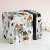 "Festive Village" - Wrapping Paper in White by Iveta Angelova - Front