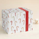 "Old Fashion Candy Canes" - Wrapping Paper in Snow by Baumbirdy - Front
