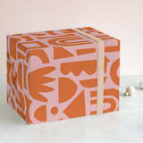 "Shape Play" - Wrapping Paper in Pink Orange by Ampersand Design Studio - Front