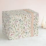 "Autumn Leaves and Berries" - Wrapping Paper in Buttercream by Angelica Venegas - Front