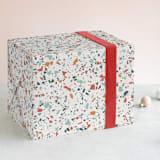 "Christmas Terrazzo" - Wrapping Paper in Forest Shades by Claire Iglesias - Front