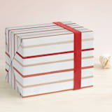 "Candy Stripes" - Wrapping Paper in Cranberry by Angel Walker - Front