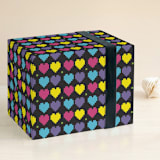 "Pixel Hearts" - Wrapping Paper in Onyx by Loree Mayer - Front