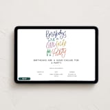"Good excuses" - Online Birthday Invitations in Rainbow by Inkblot Design - Desktop layout