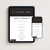 "Modern Minimal" - Online Birthday Invitations in Charcoal by taylorVdesign - Mobile + desktop layout