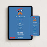 "Brunch Anyone" - Online Dinner and Cocktail Party Invitations in Bleu by mo kelley - Mobile + desktop layout